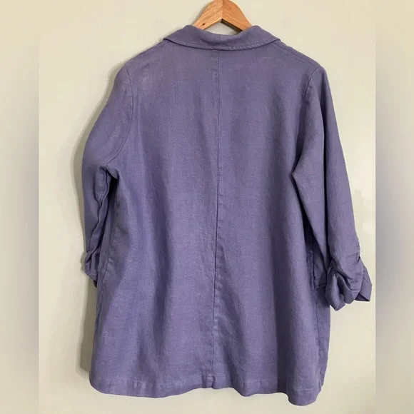 COLDWATER CREEK Lavender Ruched Linen Blazer Jacket Size 18W - Picture 7 of 12